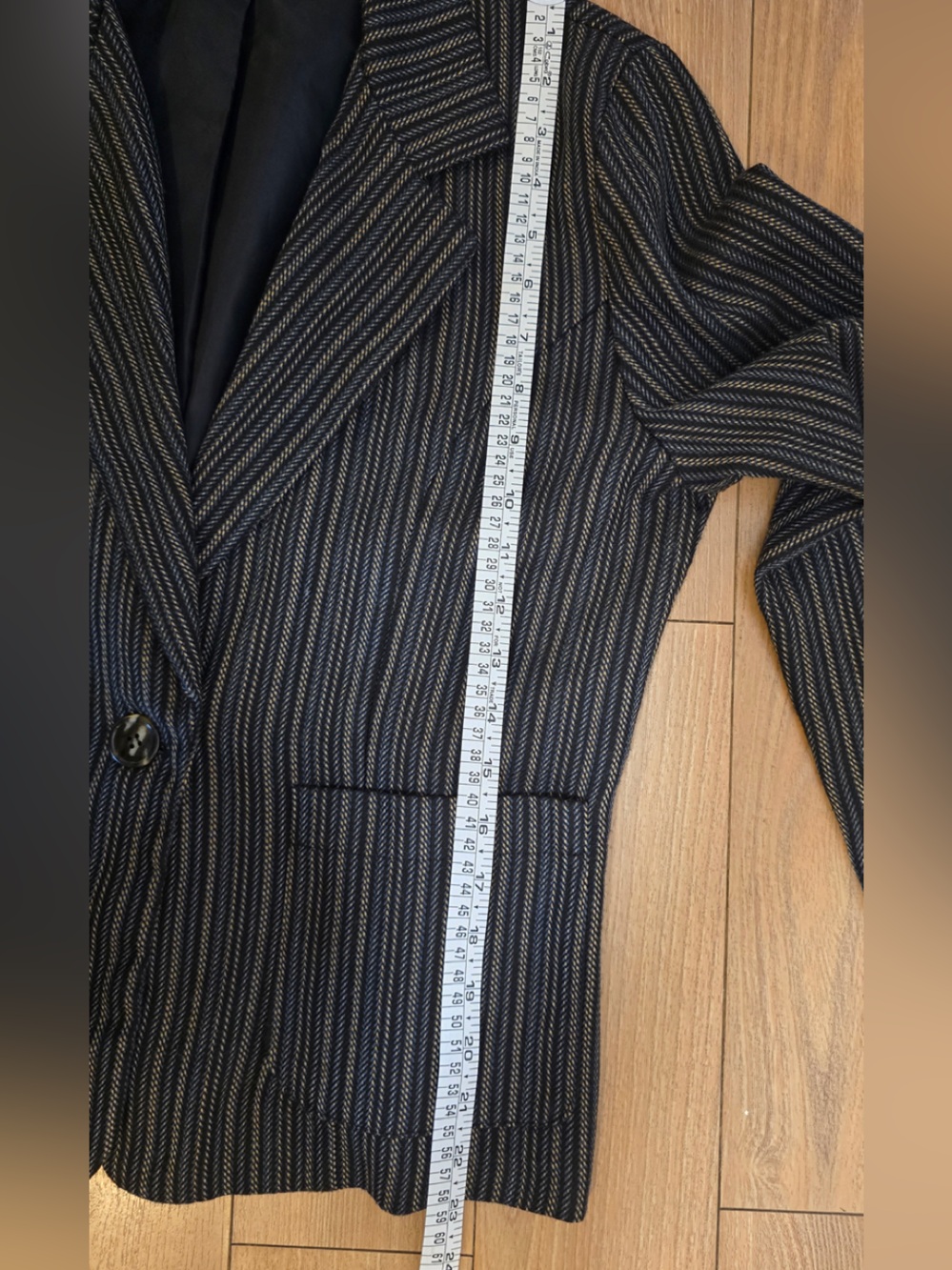 Monroe & Main Herringbone Oversized Blazer Jacket Size 8 Brown Black Stripe - Picture 7 of 9